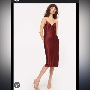 Cami NYC silk Raven slip Dress in red current